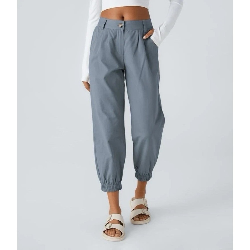 Halara Pants Womens Size XL Blue High Rise Casual 100% Cotton Joggers Pockets